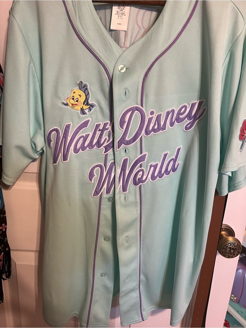 Disney Little Mermaid Baseball Jersey with Purple Script of Walt Disney World